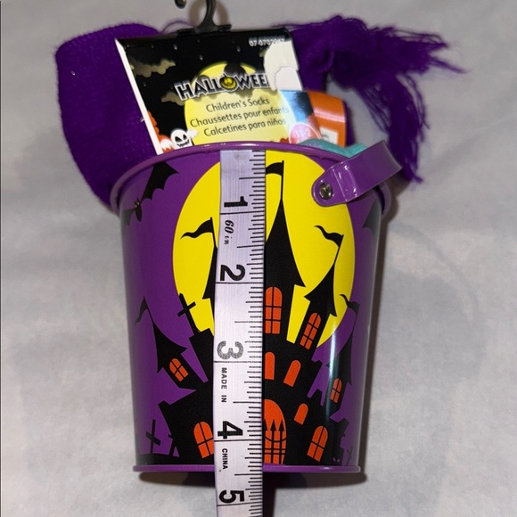 Halloween Lot - Purple Bat Scarf with Lights, Tin Bucket, Socks for Kids - Picture 13 of 13